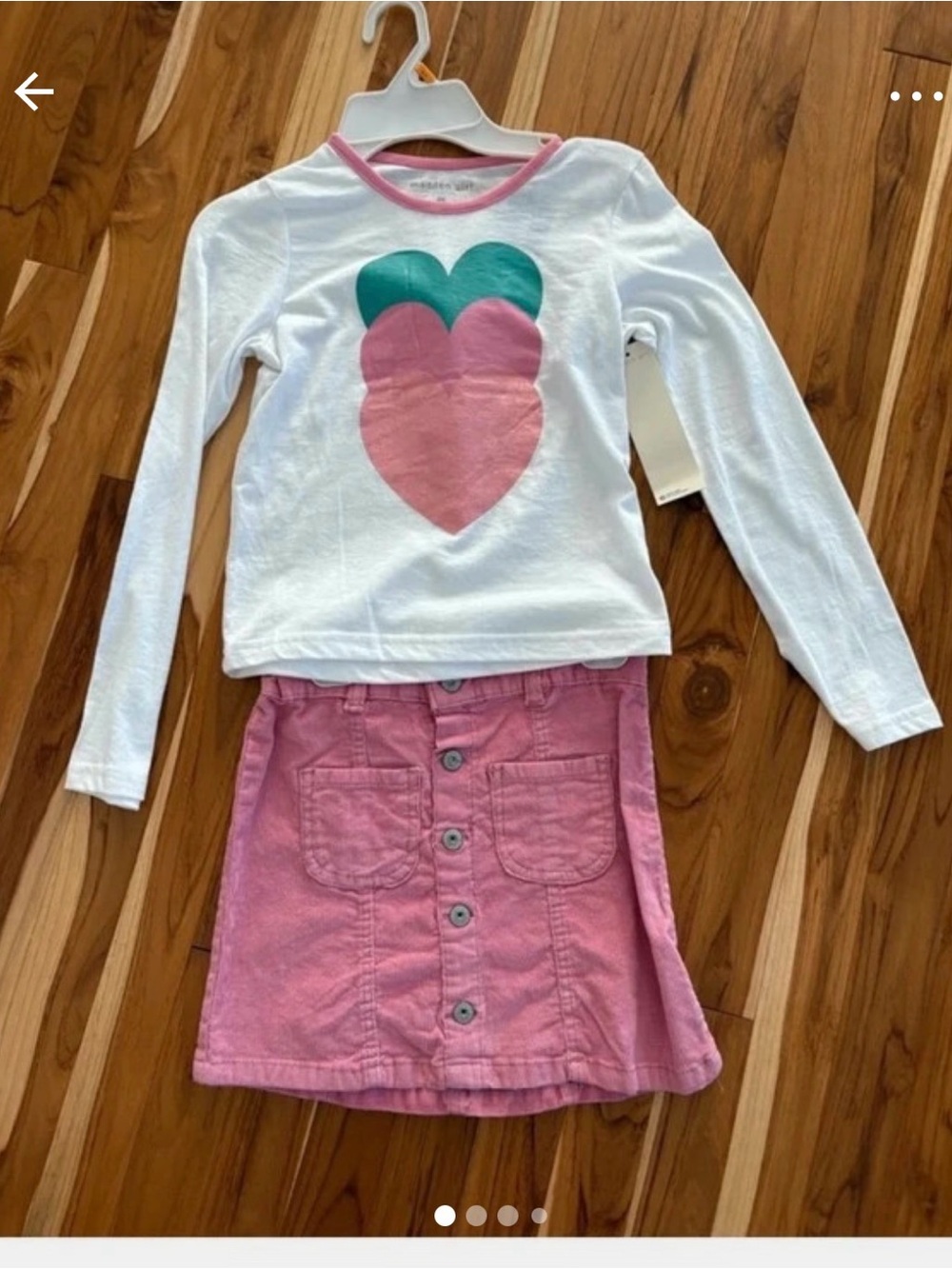 Madden Girl White Long-Sleeve Heart Tee with Pink Button-Front Skirt size 6x